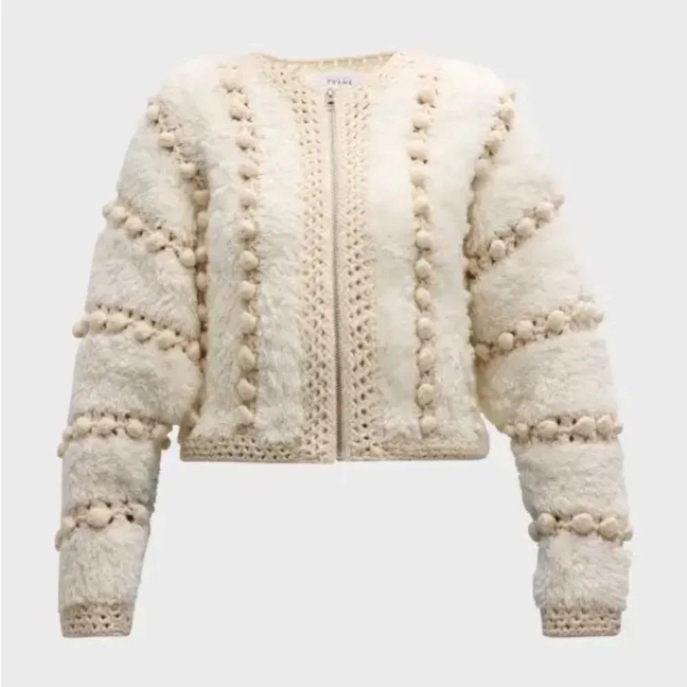 FRAME
Pom pom-embellished crochet-trimmed wool cardigan - Picture 6 of 7